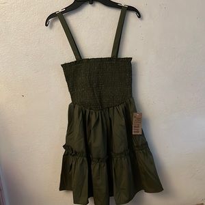 Army green ruffled dress